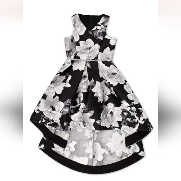 Speechless Other - Speechless Big Girls Social Hi Low Floral Mikado Dress - Black, Gray